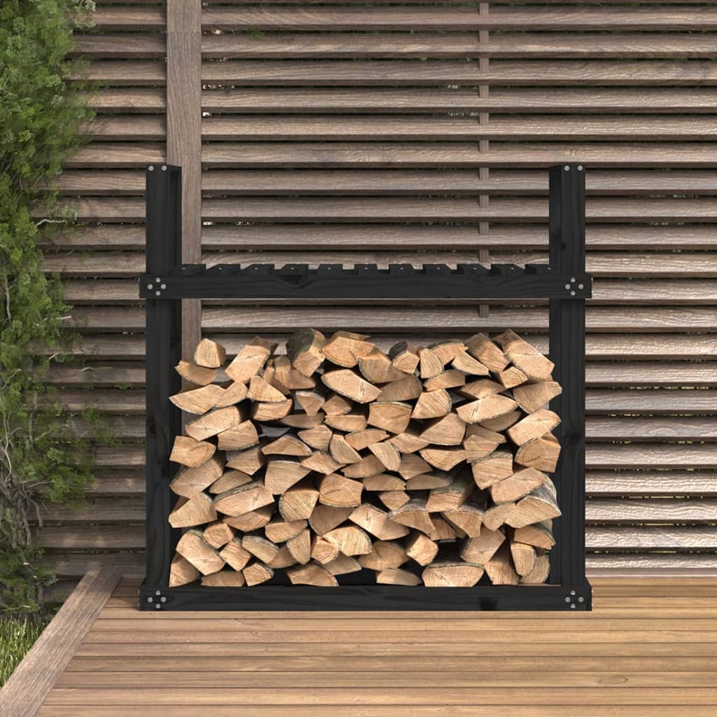 Support pour bois de chauffage Noir 110x35x108,5 cm Bois de pin