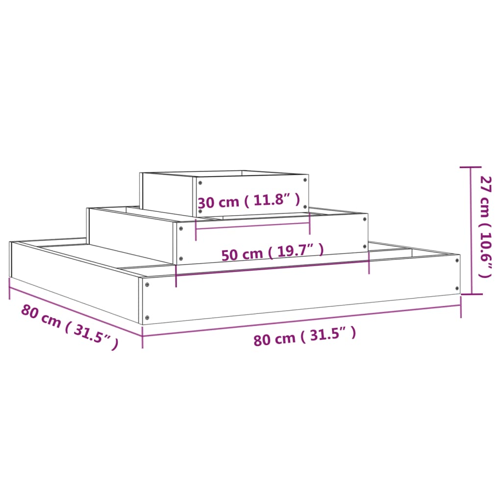 Jardinière 80x80x27 cm Bois massif de pin