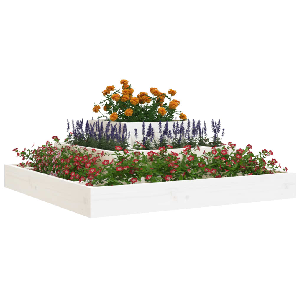 Jardinière Blanc 80x80x27 cm Bois massif de pin