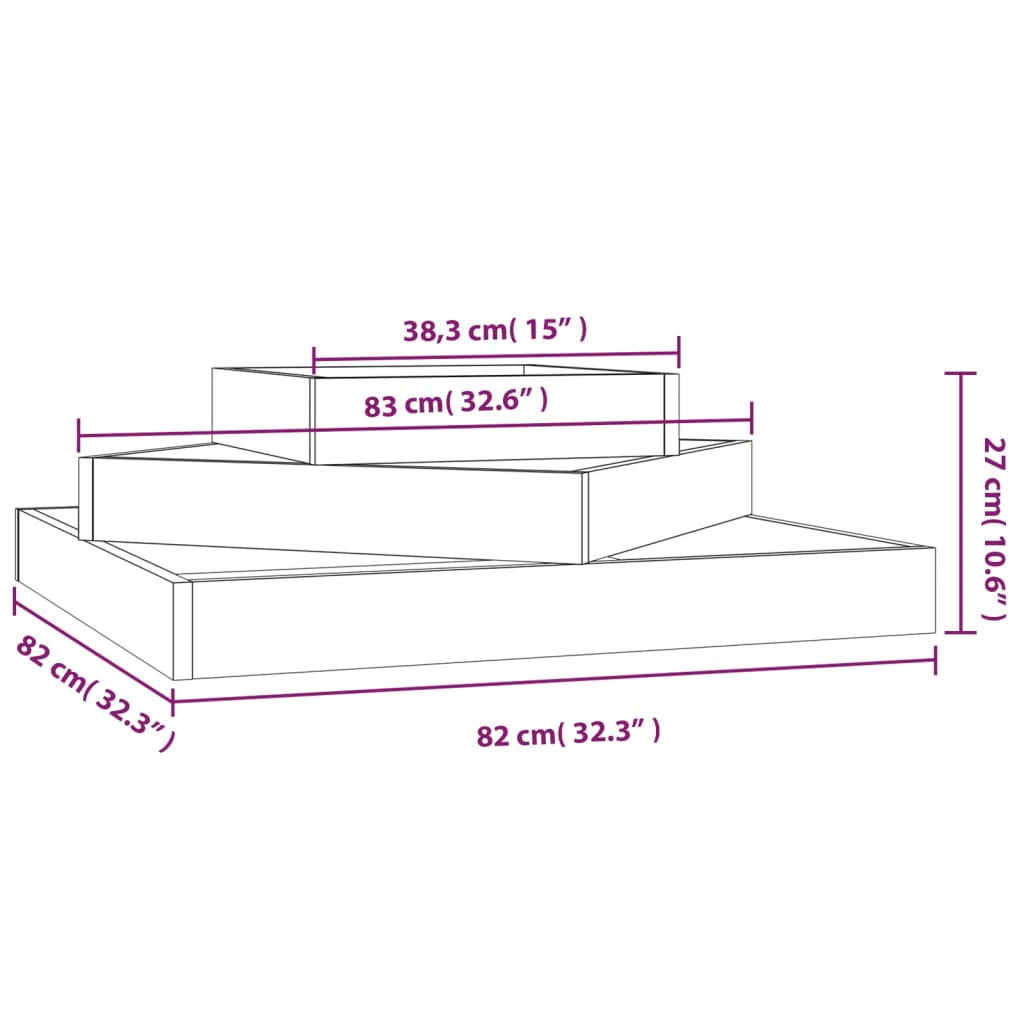 Jardinière Gris 83x83x27 cm Bois massif de pin