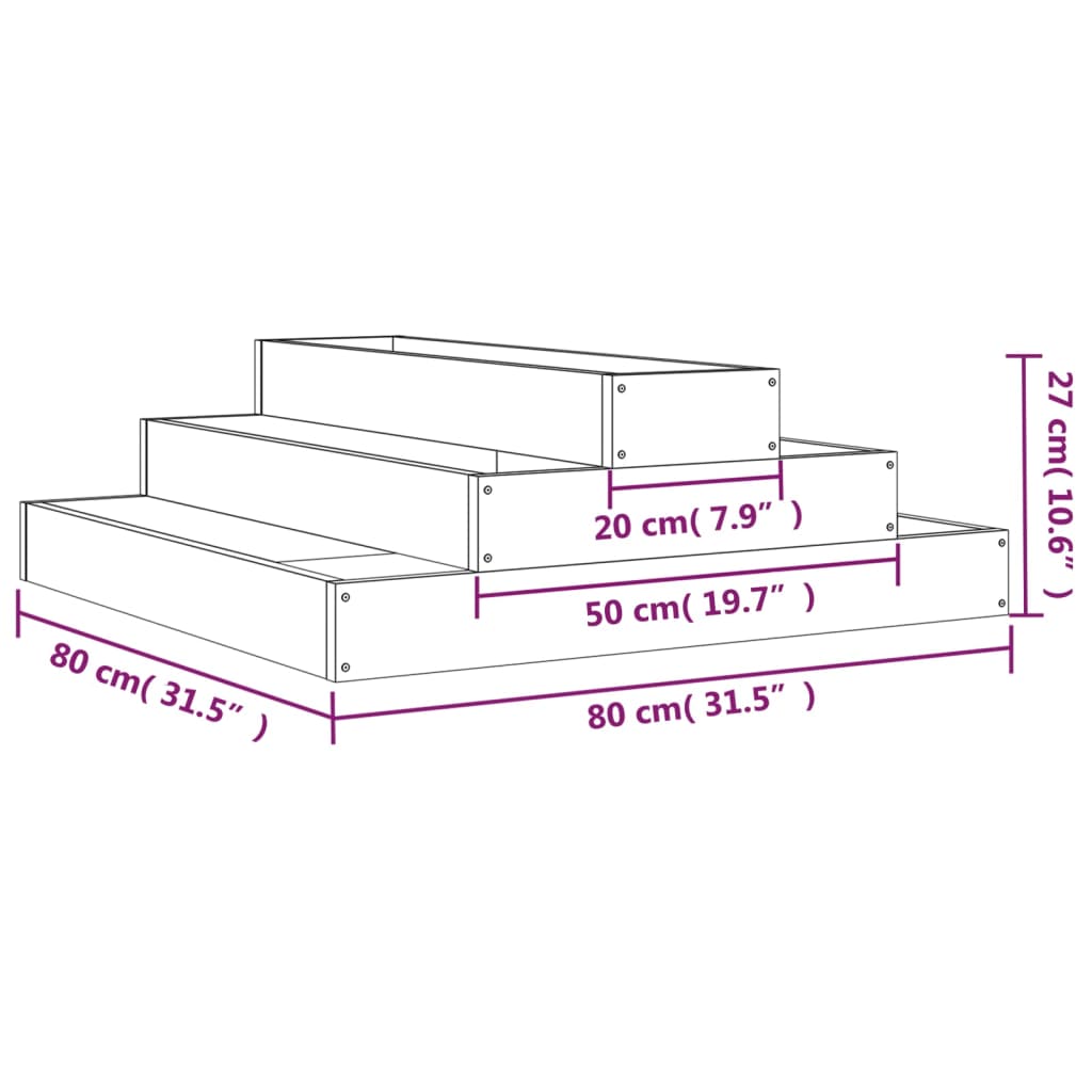 Jardinière 80x80x27 cm Bois massif de pin