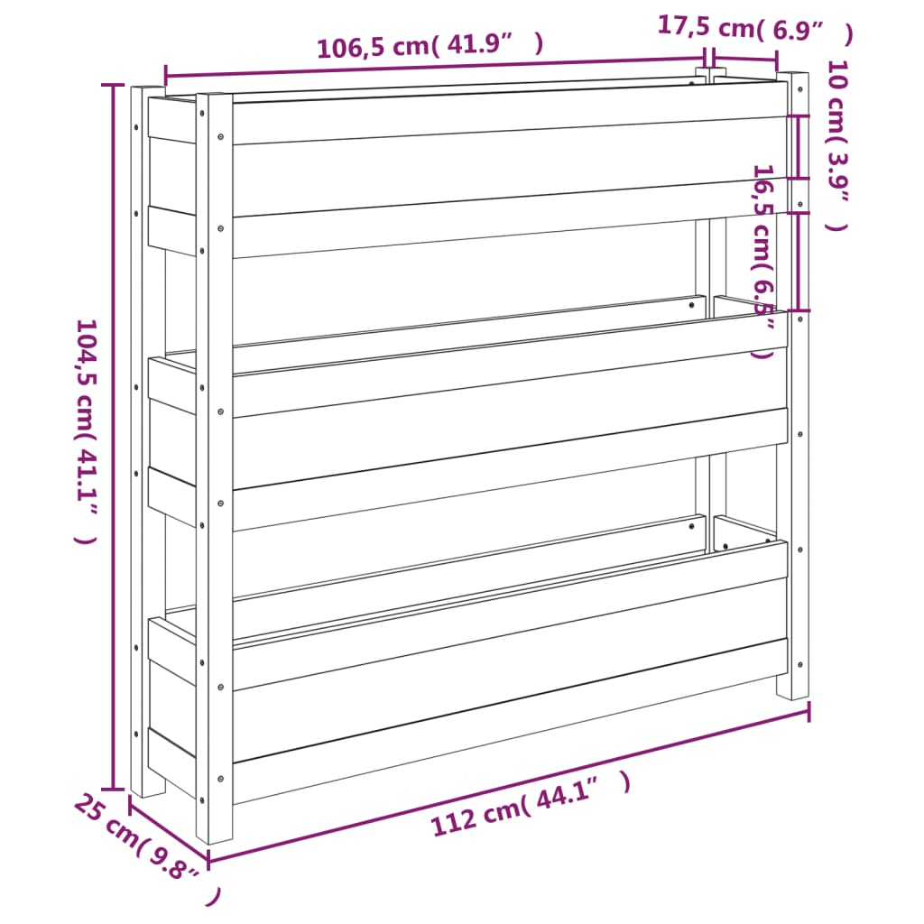 Jardinière 112x25x104,5 cm Bois massif de pin