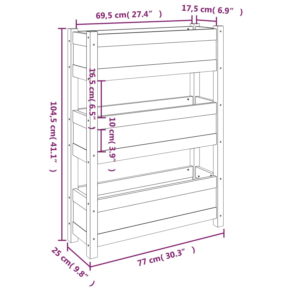 Jardinière Blanc 77x25x104,5 cm Bois massif de pin