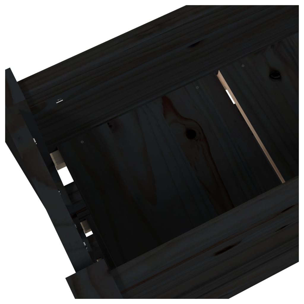 Jardinière Noir 77x25x104,5 cm Bois massif de pin