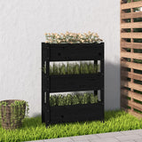 Jardinière Noir 77x25x104,5 cm Bois massif de pin