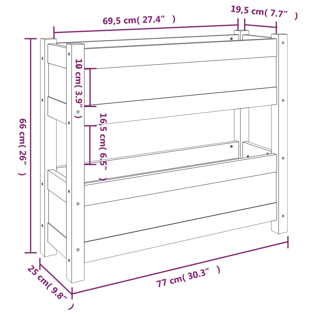 Jardinière 77x25x66 cm Bois massif de pin