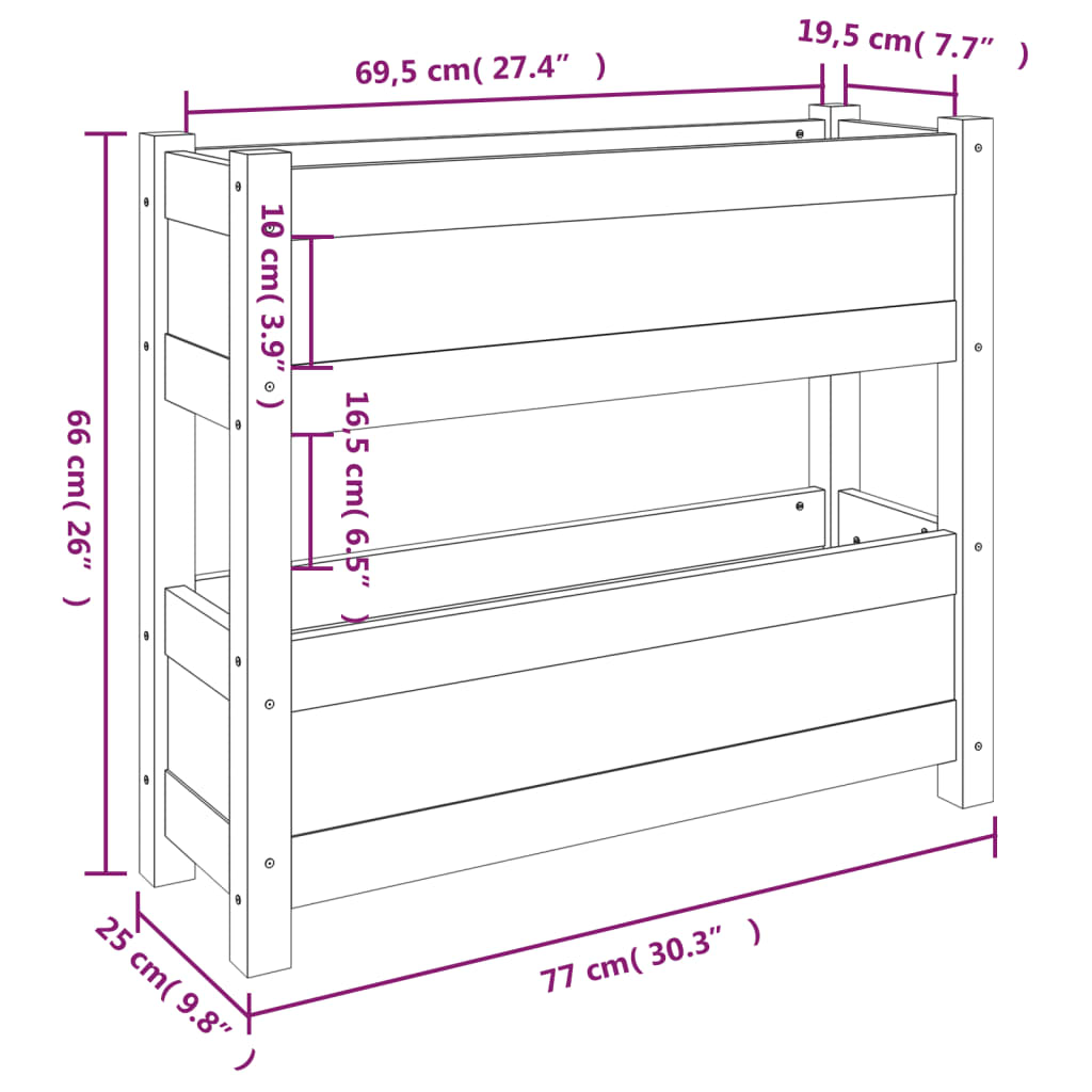 Jardinière Blanc 77x25x66 cm Bois massif de pin