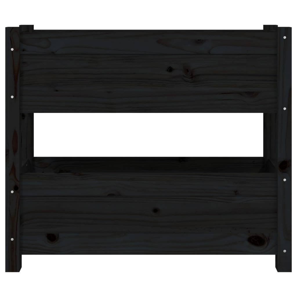 Jardinière Noir 77x25x66 cm Bois massif de pin