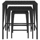 Tables gigognes 3 pcs noir résine tressée