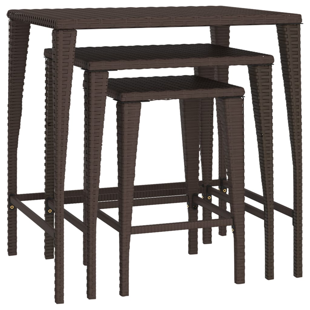 Nesting tables 3 pcs brown resin wicker