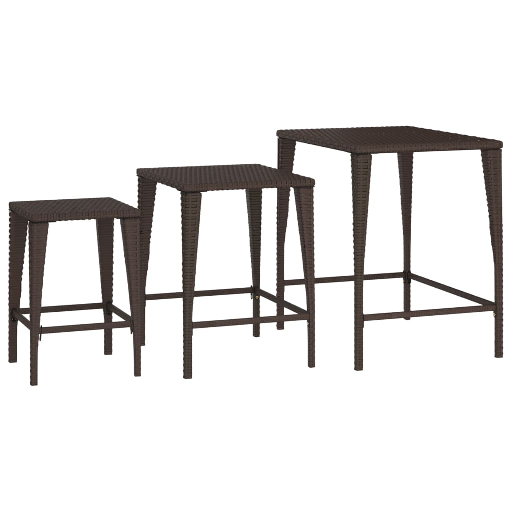 Nesting tables 3 pcs brown resin wicker