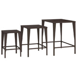 Tables gigognes 3 pcs marron résine tressée