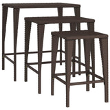 Nesting tables 3 pcs brown resin wicker