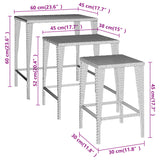 Tables gigognes 3 pcs marron résine tressée