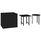 Side tables 3 pcs black resin wicker