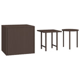 Side tables 3 pcs brown resin wicker