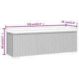 Ottomane-Bank mit schwarzem Kissen 110x30x40 cm aus geflochtenem Harz