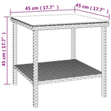 Table d'appoint marron 45x45x45 cm poly rotin et verre trempé