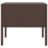 Brown side table 53x37x48 cm poly rattan and tempered glass