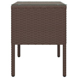 Brown side table 53x37x48 cm poly rattan and tempered glass