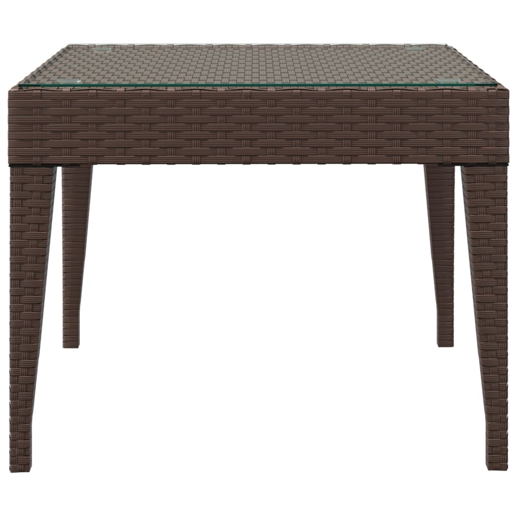 Table d'appoint marron 50x50x38 cm poly rotin et verre trempé