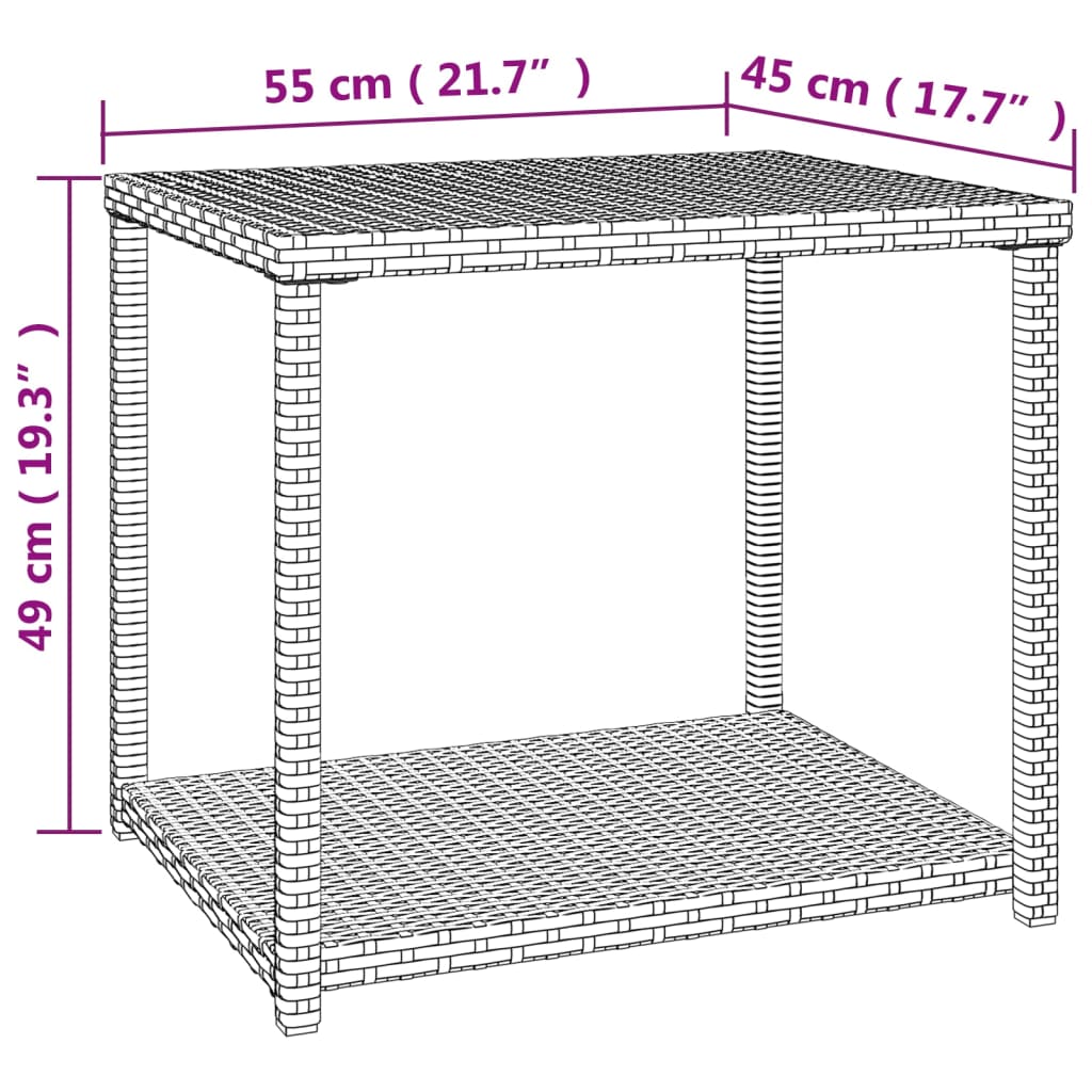 Table d'appoint noir 55x45x49 cm résine tressée