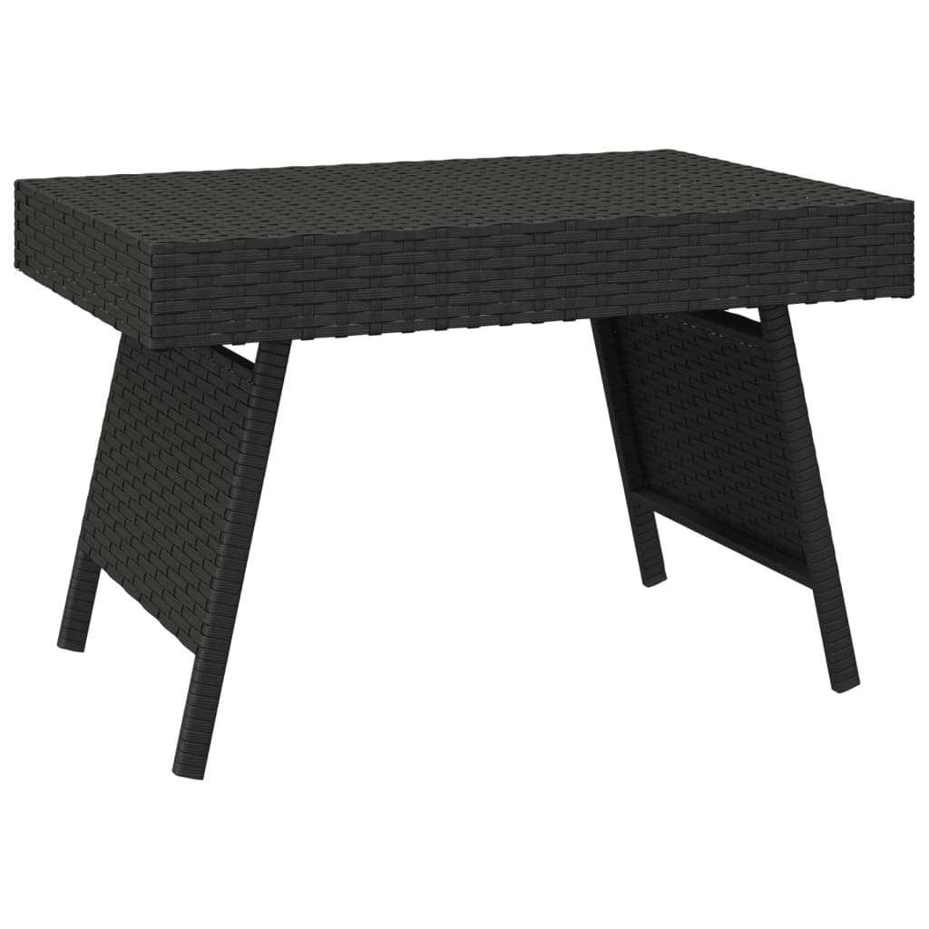 Table d'appoint pliable noir 60x40x38 cm résine tressée