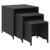 Tables gigognes 3 pcs noir résine tressée