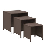 Nesting tables 3 pcs brown resin wicker