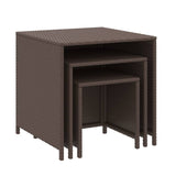 Nesting tables 3 pcs brown resin wicker