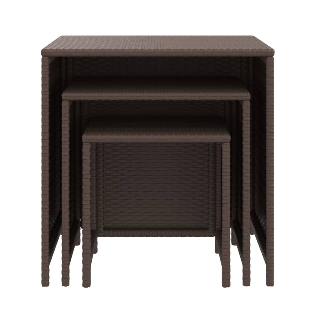 Nesting tables 3 pcs brown resin wicker