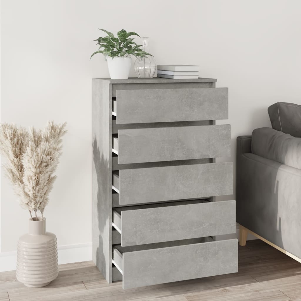 Concrete Grey Chest of Drawers 60x36x103 cm Engineered Wood