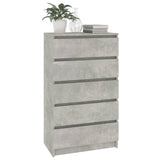 Concrete Grey Chest of Drawers 60x36x103 cm Engineered Wood