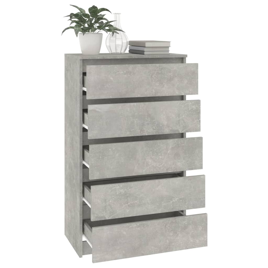 Concrete Grey Chest of Drawers 60x36x103 cm Engineered Wood