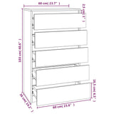 Concrete Grey Chest of Drawers 60x36x103 cm Engineered Wood