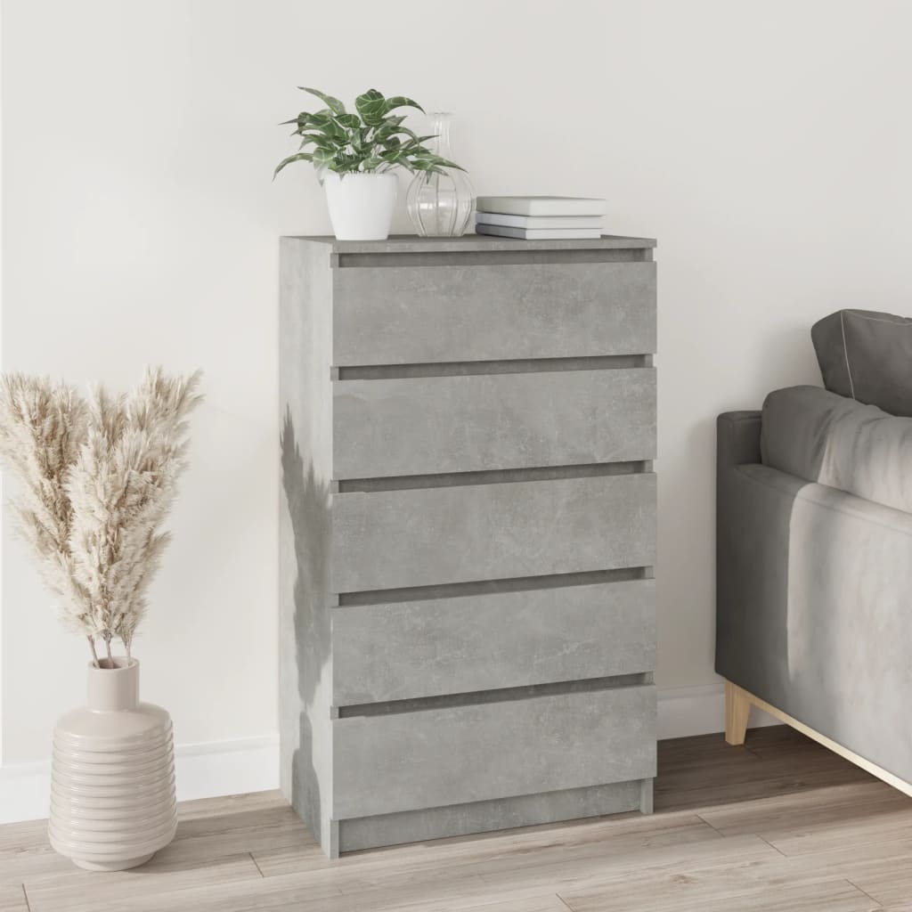 Concrete Grey Chest of Drawers 60x36x103 cm Engineered Wood