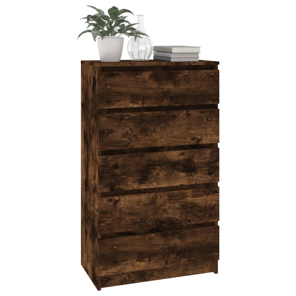 Commode Chêne fumé 60x36x103 cm Bois d'ingénierie