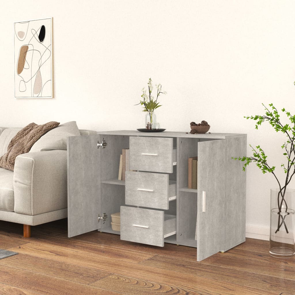 Concrete Grey Sideboard 91x29.5x65 cm Engineered Wood