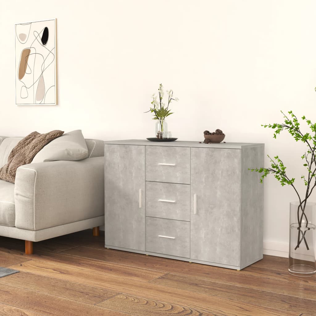 Concrete Grey Sideboard 91x29.5x65 cm Engineered Wood