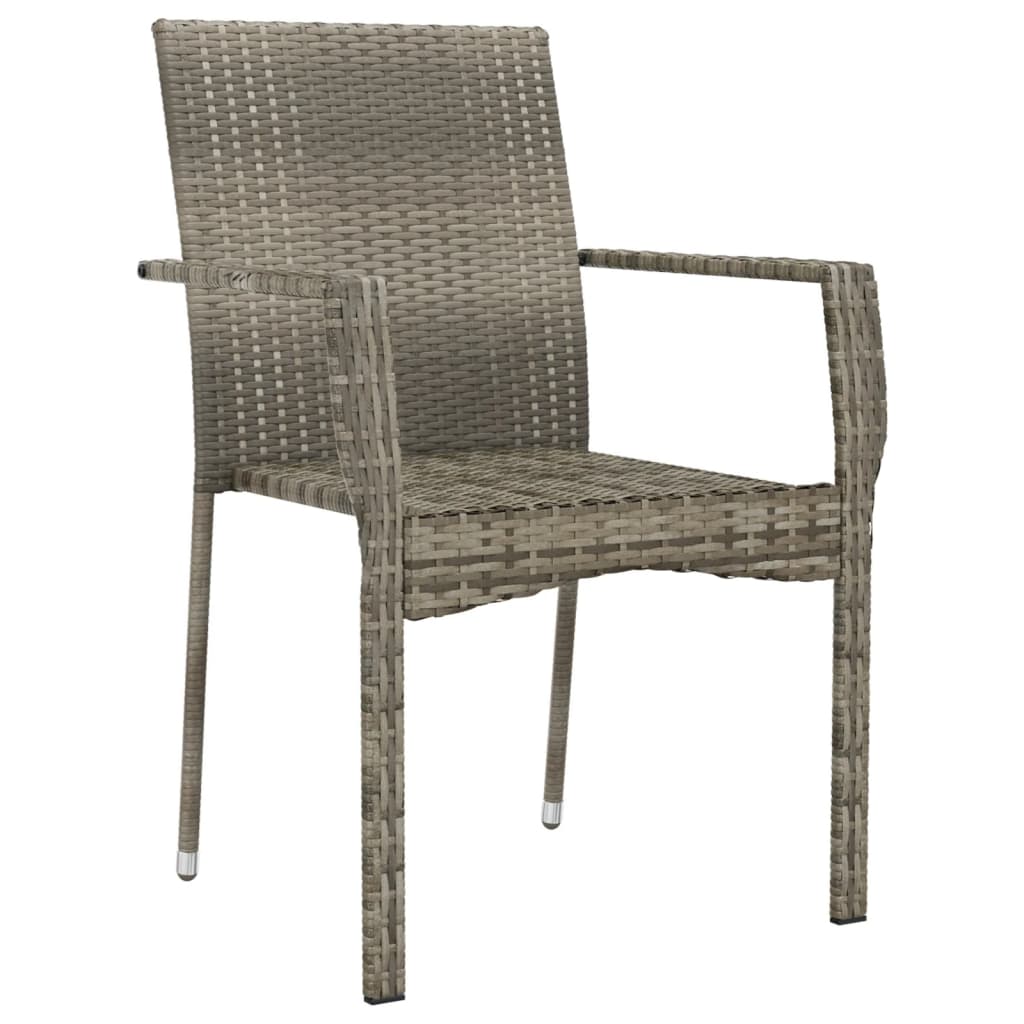 Chaises de jardin avec coussins lot de 2 Résine tressée Gris