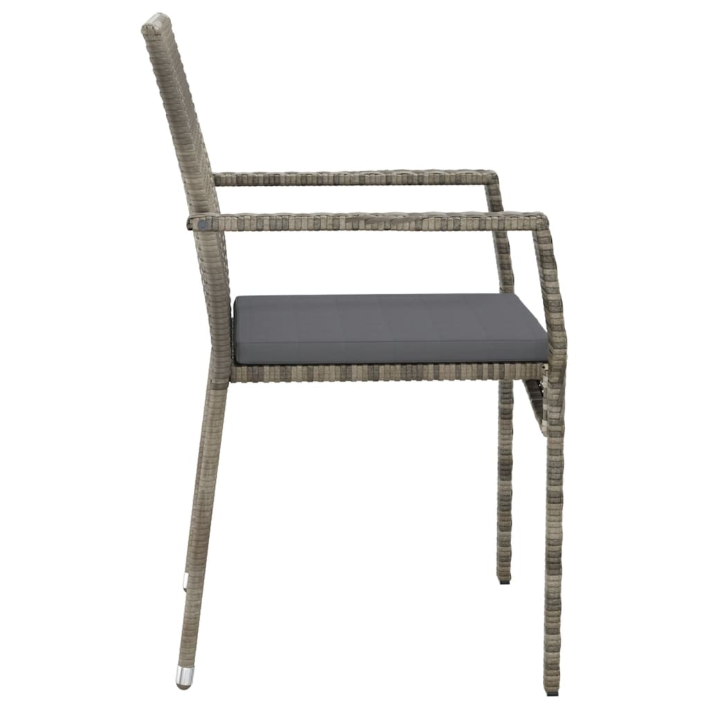 Chaises de jardin avec coussins lot de 2 Résine tressée Gris