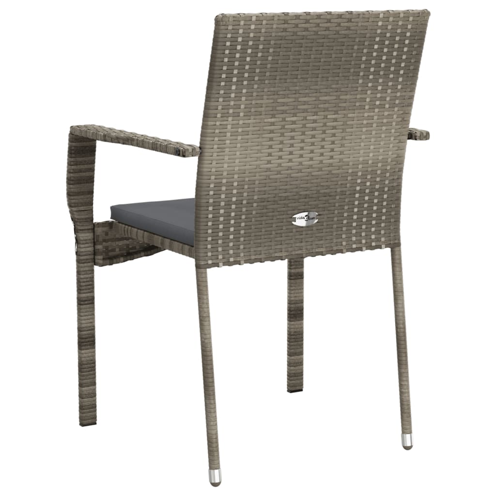 Chaises de jardin avec coussins lot de 2 Résine tressée Gris