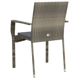 Chaises de jardin avec coussins lot de 4 Résine tressée Gris