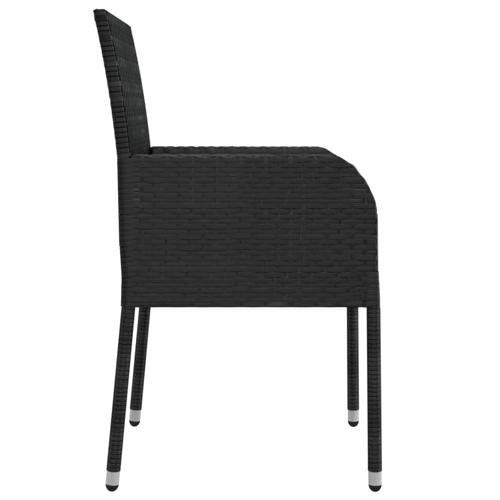 Chaises de jardin lot de 4 avec coussins Résine tressée Noir