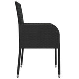 Chaises de jardin lot de 4 avec coussins Résine tressée Noir