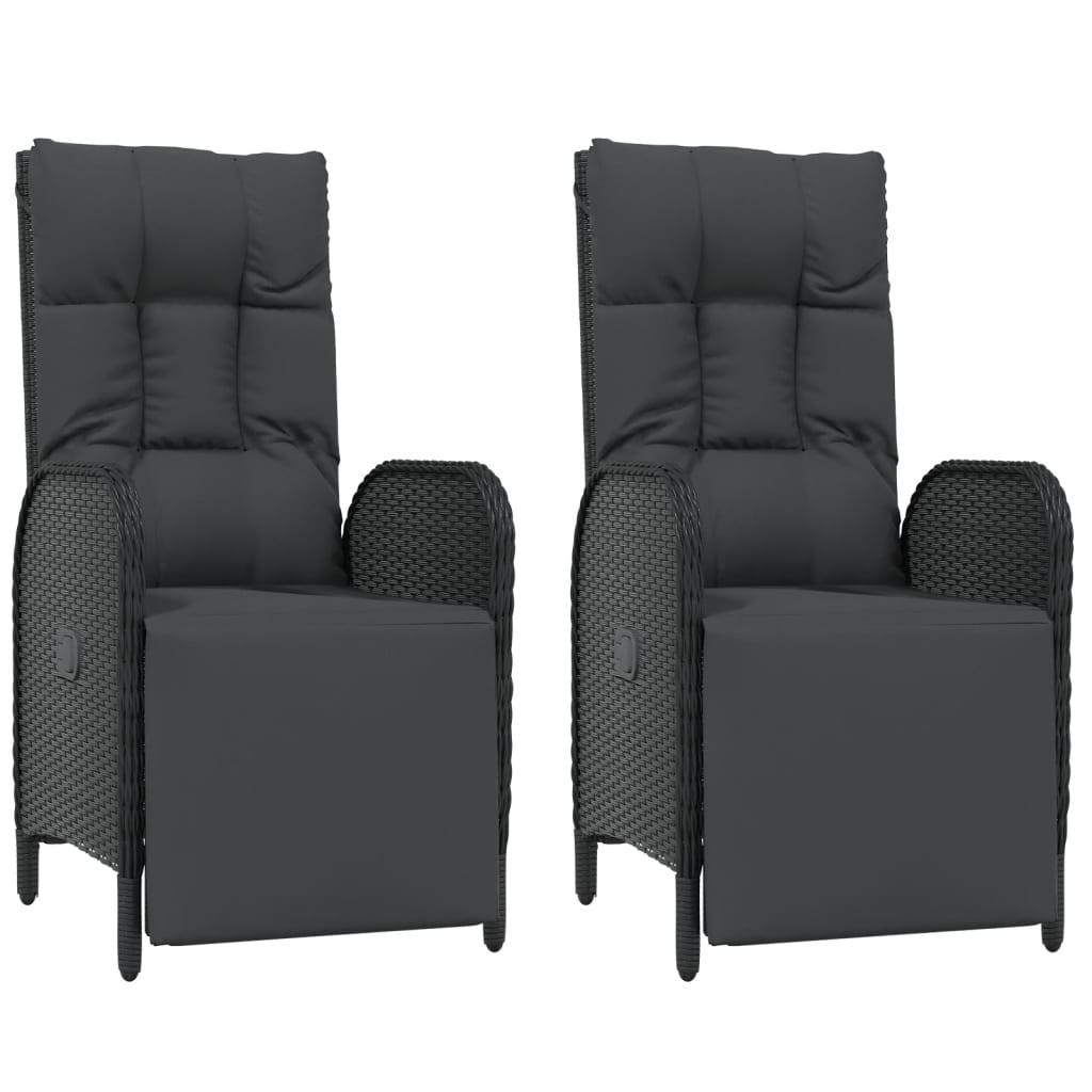 Chaises inclinables d'extérieur et coussins lot de 2 Poly rotin