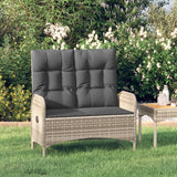 Liegende Gartenbank mit Kissen 107 cm Polyrattan Grau