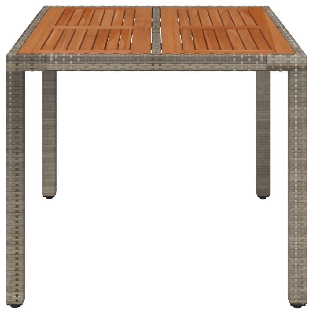 Garden table with wooden top Grey 90x90x75 cm Resin wicker