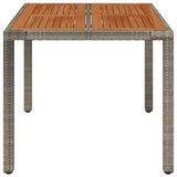 Garden table with wooden top Grey 90x90x75 cm Resin wicker