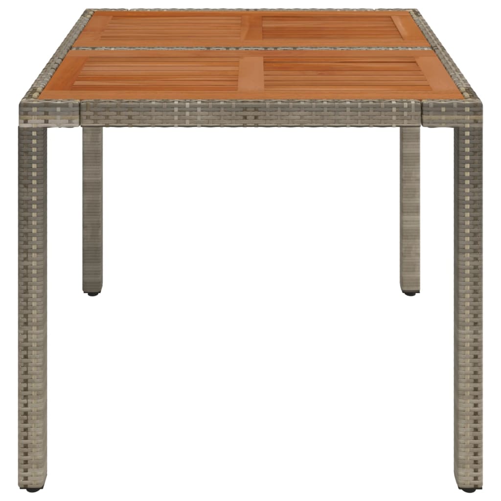 Garden table with wooden top Grey 90x90x75 cm Resin wicker